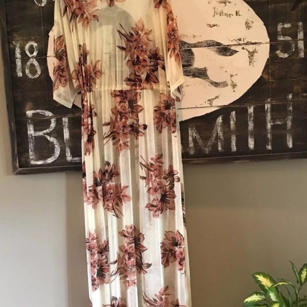 SOLD OUT!  Long Floral Maxi Duster Kimono Jacket - Picture 6 of 7